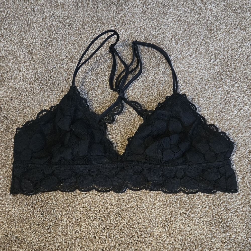 Aerie‎ Black Lace Racerback Bralette Size Small